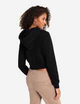 Cropped sweatjack - Capuchon met tunnelkoord - zwart