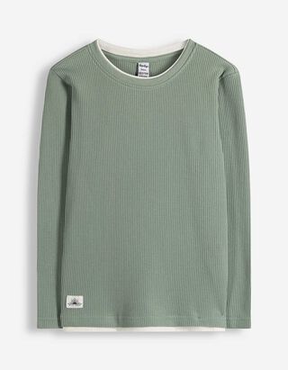 Langarmshirt - Waffelstruktur - gr&uuml;n