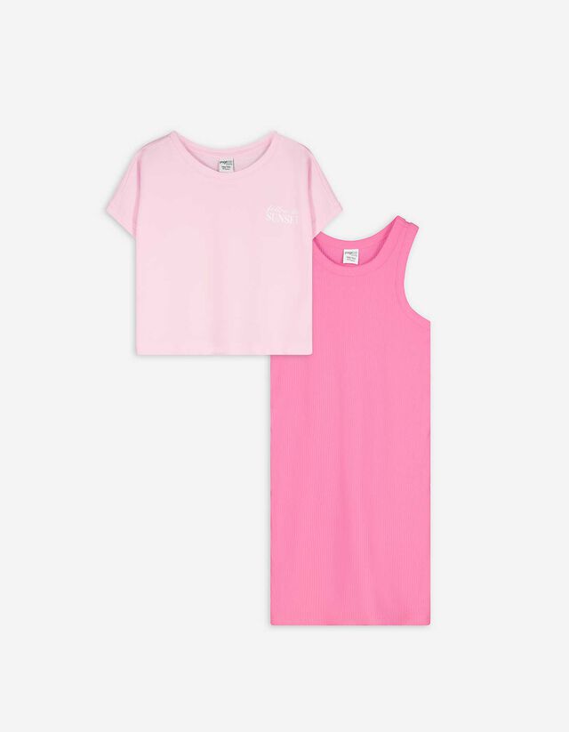 Ensemble t-shirt et robe - 2-in-1 - rose