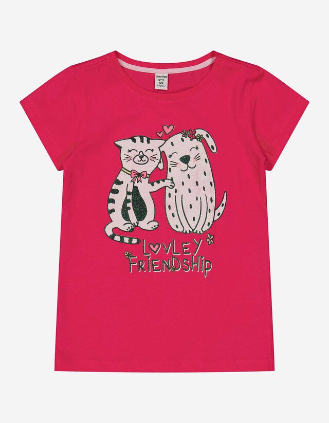T-shirt - Stampa glitterata - rosa fucsia
