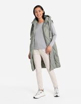 Ilga liemenė - Gobtuvas su įvertu raišteliu - tamsiai zalias