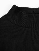 T-Shirt - Stehkragen - schwarz