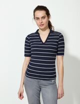 Poloshirt - Strepen - donkerblauw