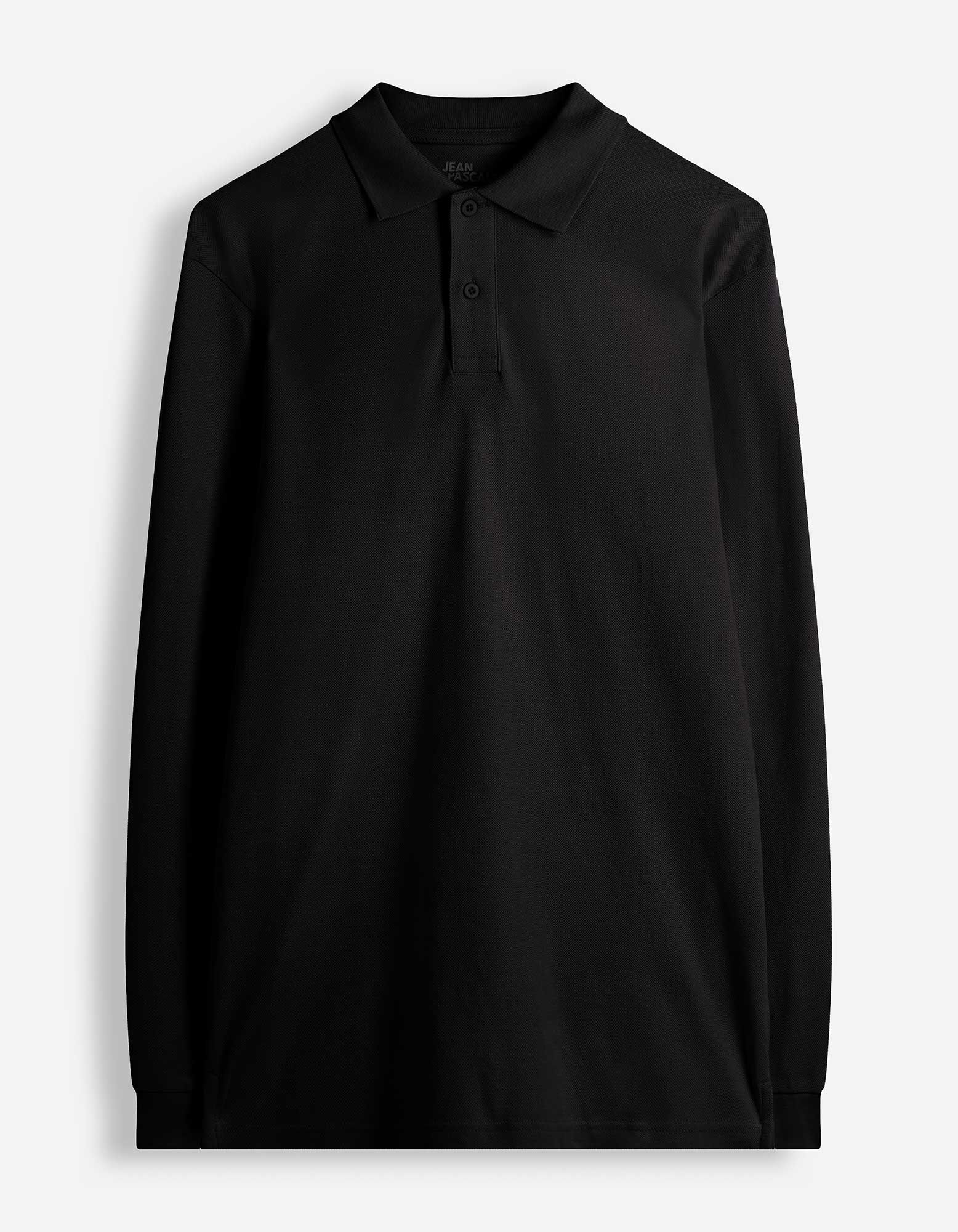 Langarmshirt - Polokragen - Schwarz