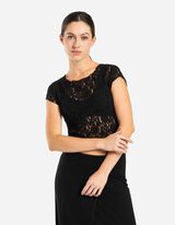 Cropped Shirt - Spitze - schwarz