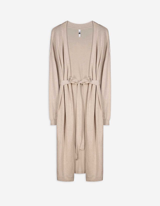 Cardigan - Bindegürtel - beige