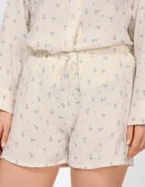 Pyjama set van shirt en shorts - Mousseline - wit
