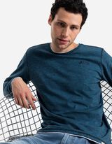 Tričko s dlhými rukávmi - Dvojvrstvový vzhľad - modra