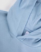 Felpa con cappuccio - Bordatura a costine - celeste