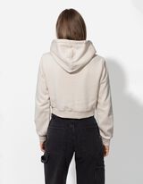 Trumpas džemperis - Gobtuvas su įvertu raišteliu - smelio spalvos