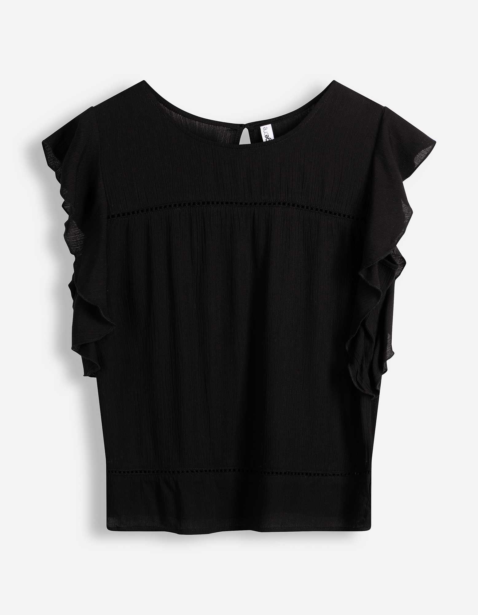 Blusenshirt - einfarbig - Schwarz