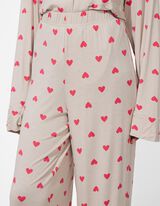 Pyjama Set aus Shirt und Hose - Viskose - beige