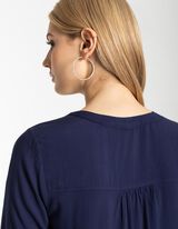 Bluza - V-izrez - tamno-plava