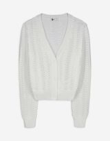 Giacca in maglia - Scollo a V - bianco