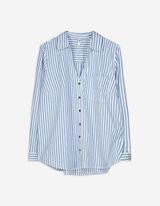 bluzka koszulowa - dekolt serafino - niebieski