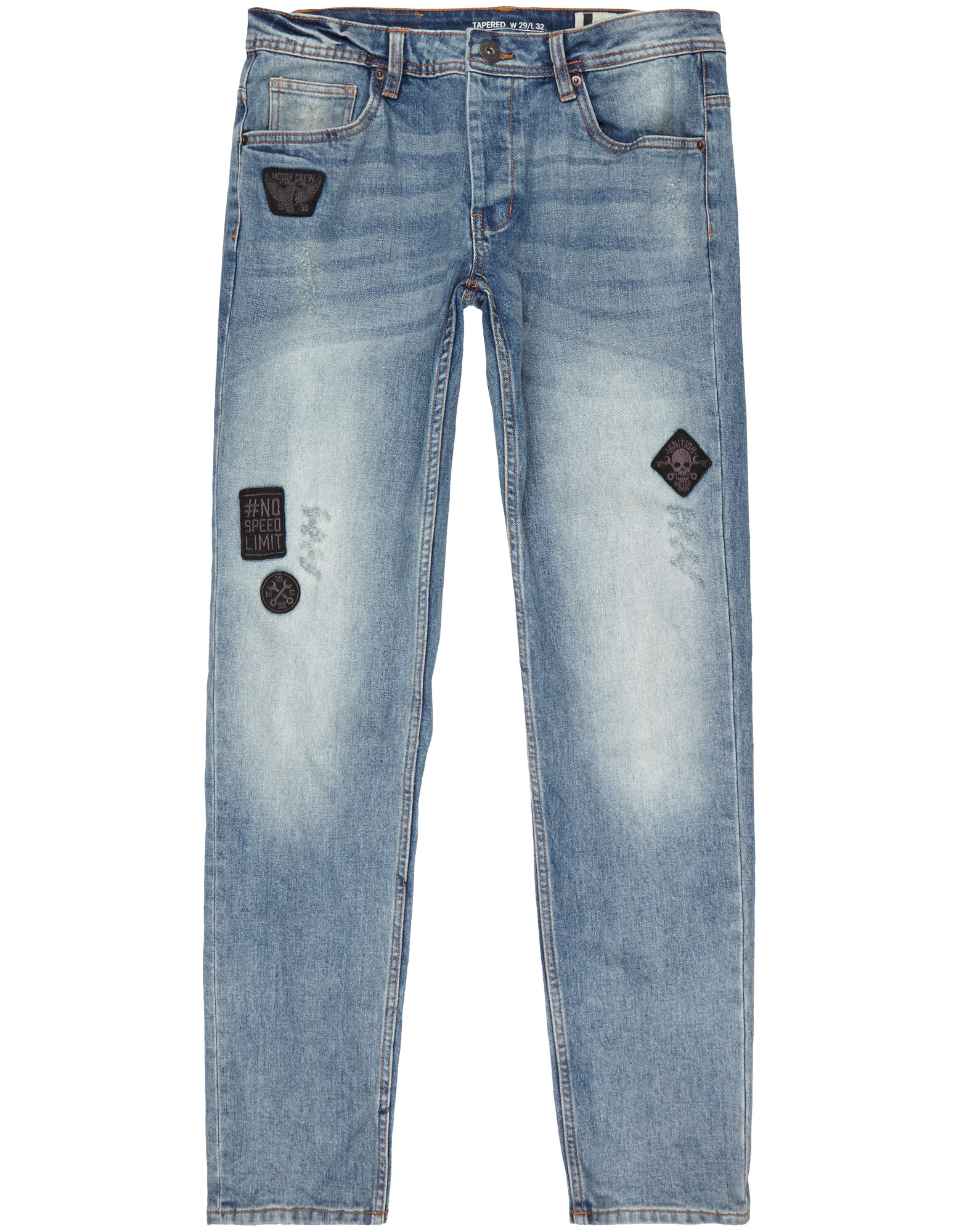 Herren Tapered Fit Jeans mit Patches