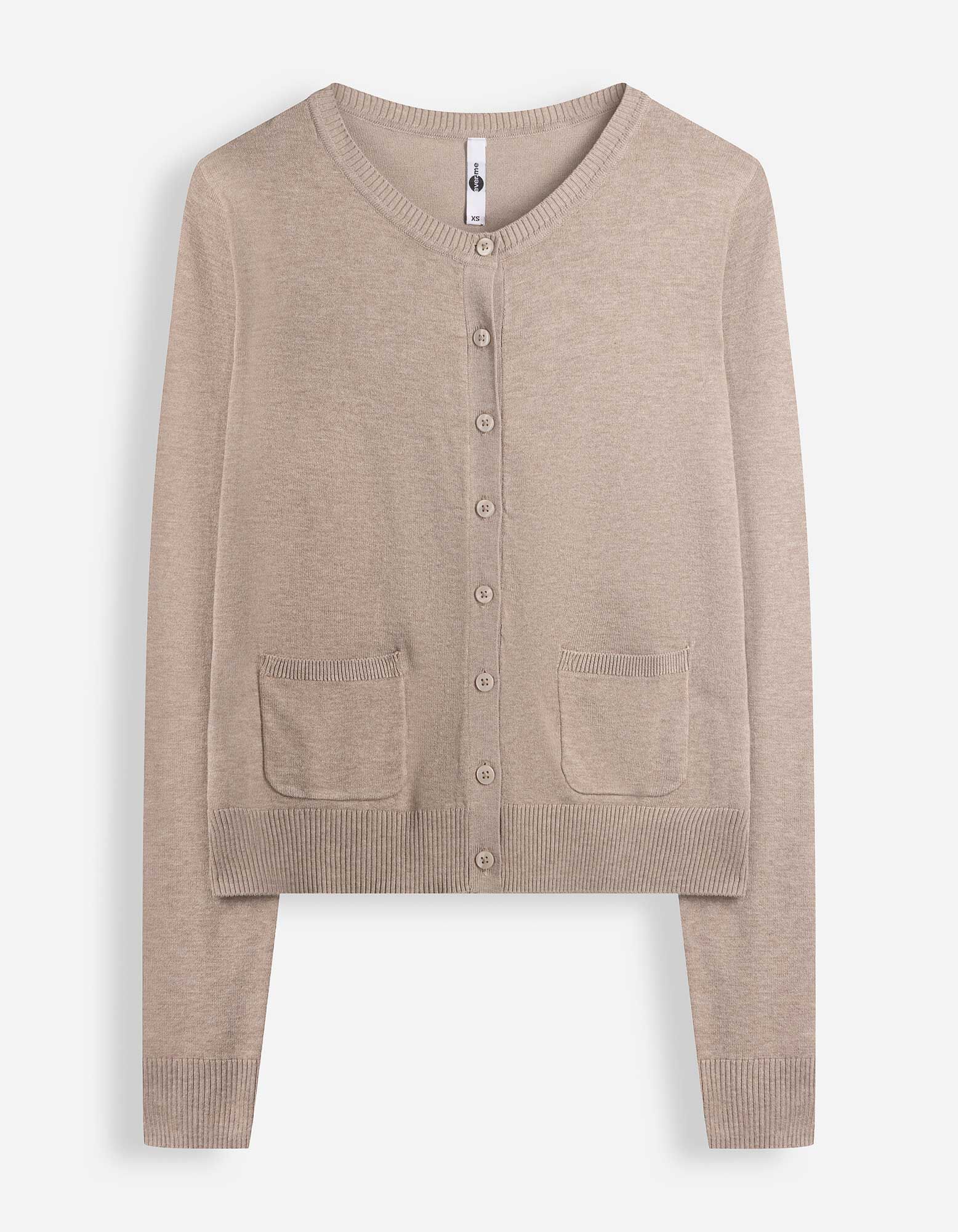 Strickjacke - Knopfleiste - Beige