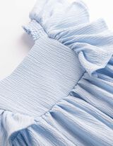 Blusenkleid - &Auml;rmel mit Volants - Hellblau