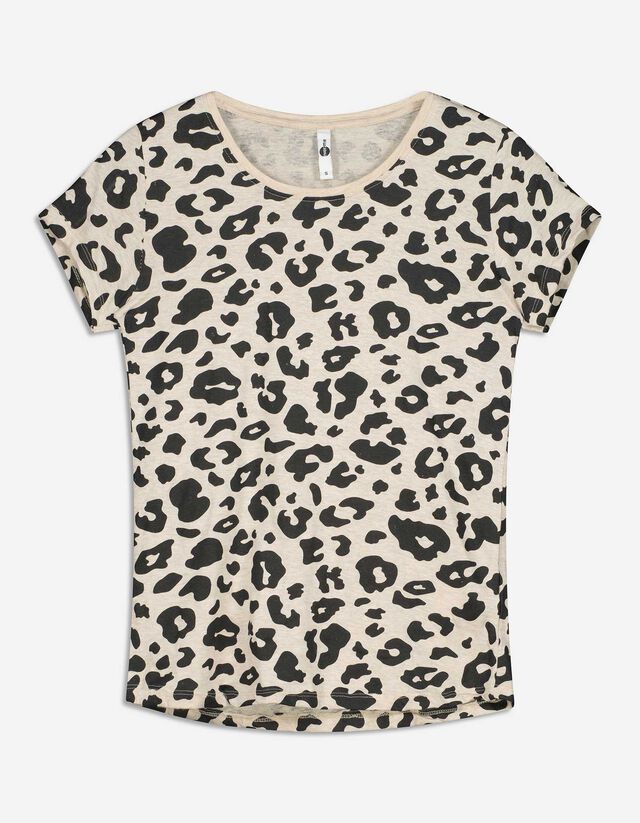 T-shirt - Dierenprint - beige