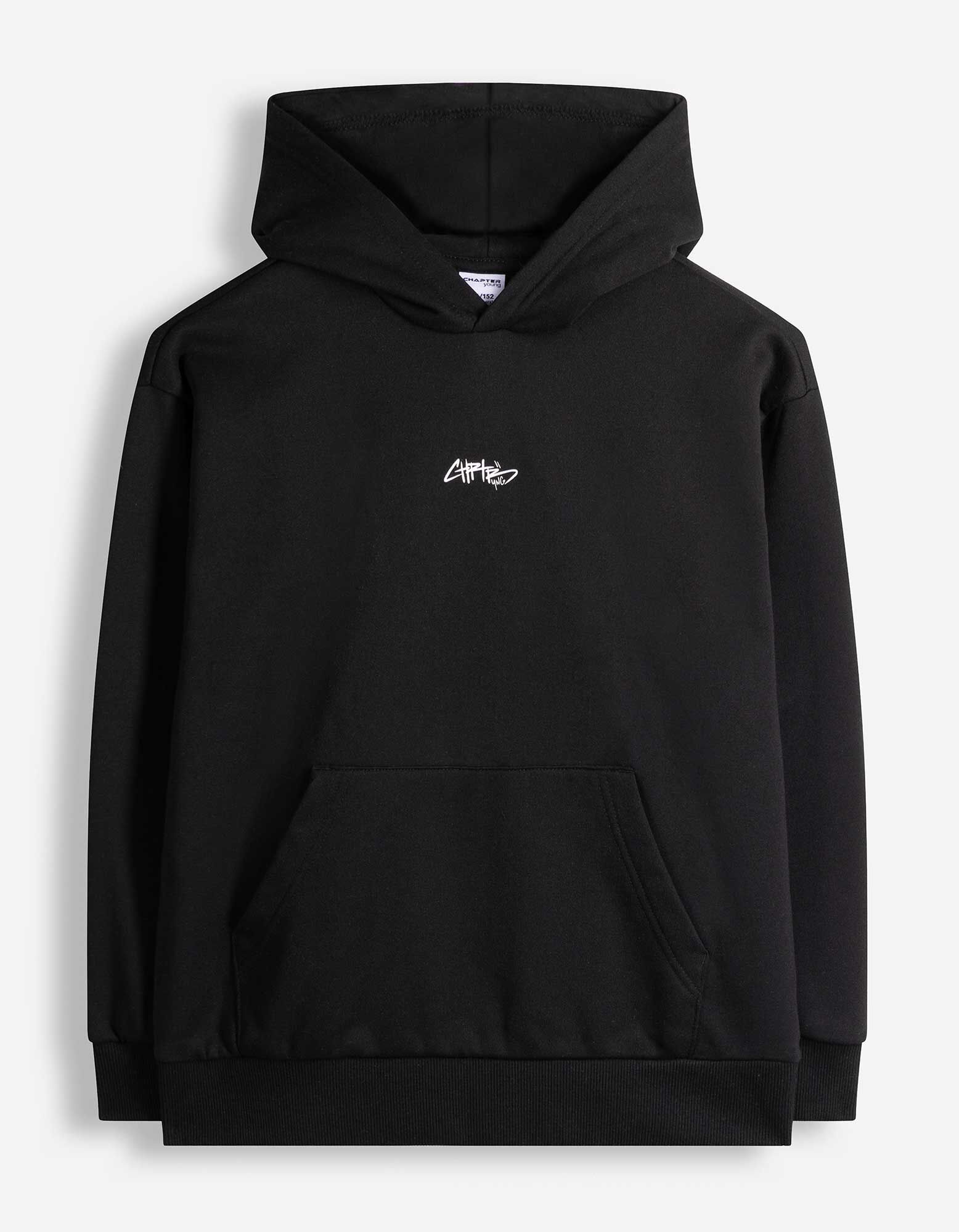 Mikina s kapucňou - Oversized Fit - Čierna