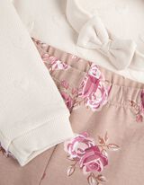 Szabadidő felső, nadrág és fejpánt szett - Masnis rátéttel - bézs