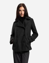 Caban jas - Wol look - donkergrijs