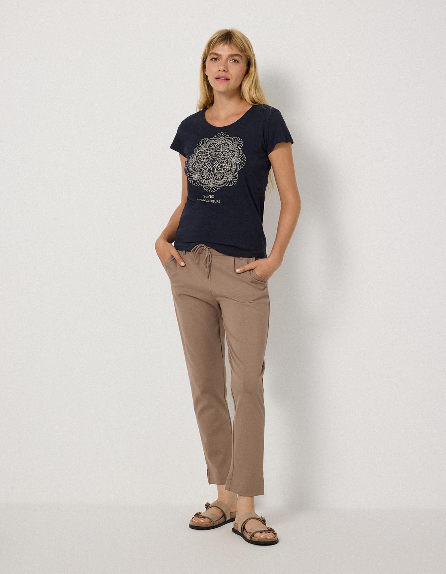 T-Shirt - Glitzerprint - Dunkelblau