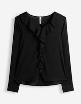 Bluse - V-Ausschnitt - Schwarz