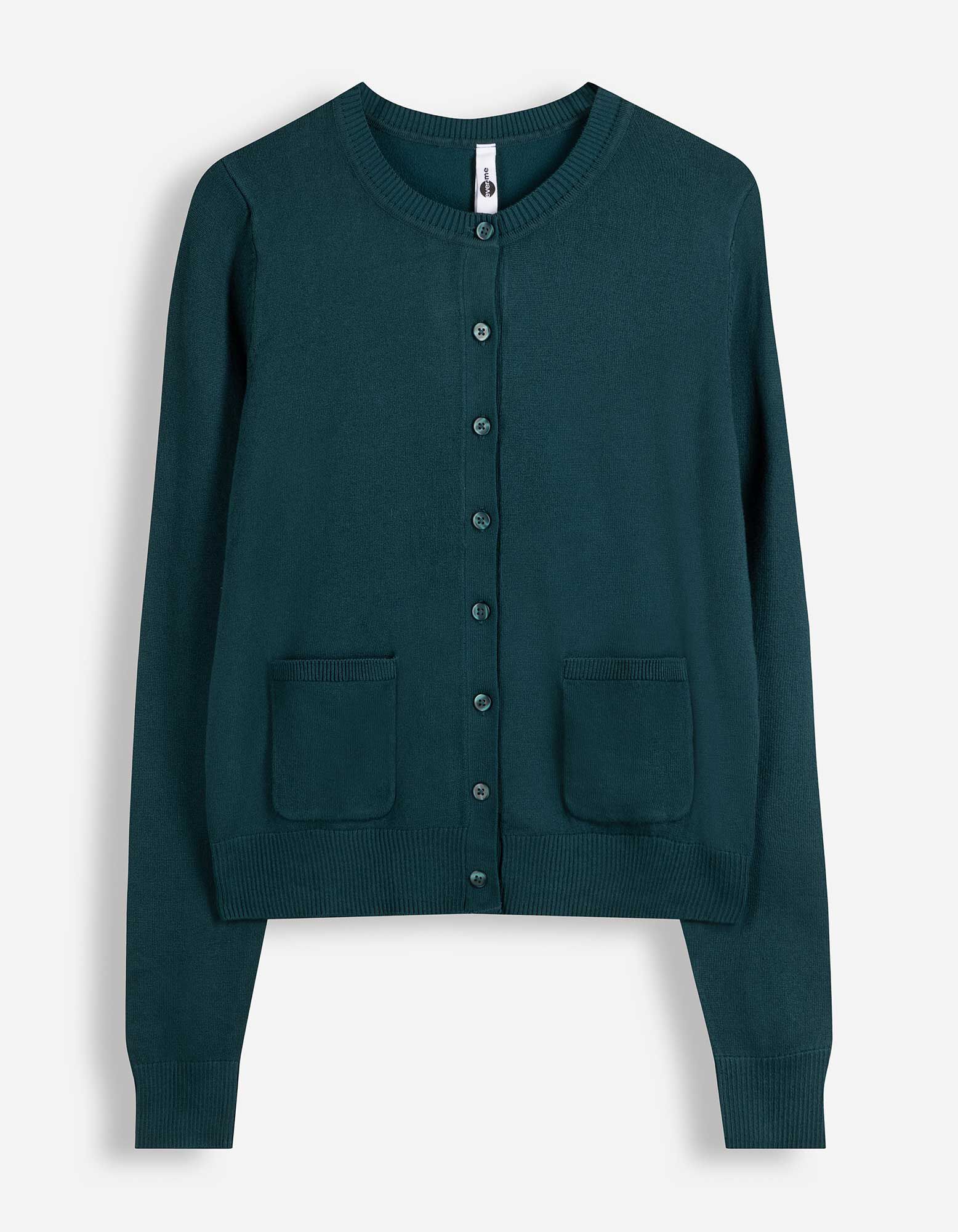 Strickjacke - Knopfleiste - Petrol