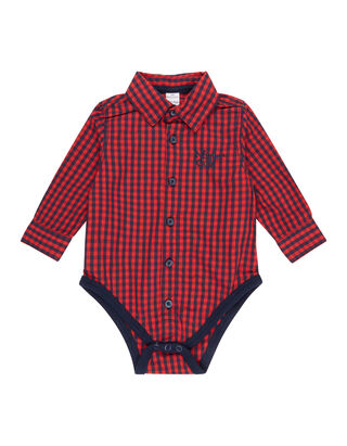 Newborn Body mit Umlegekragen und Message-Stickerei