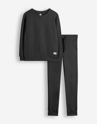 Sweater en broek set - Wafelstructuur - Donkergrijs