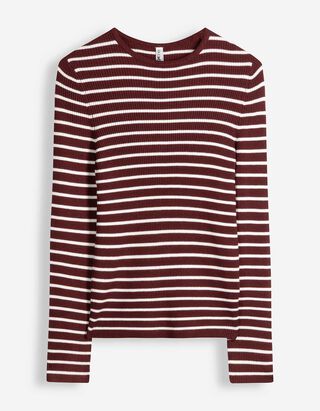 Pullover - Rippenstruktur - Dunkelrot