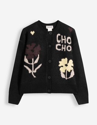 Cardigan - Jacquard - Schwarz