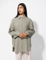 Longbluse - Musselin - grün