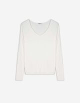 Langarmshirt - Rippstrick - wei&szlig;