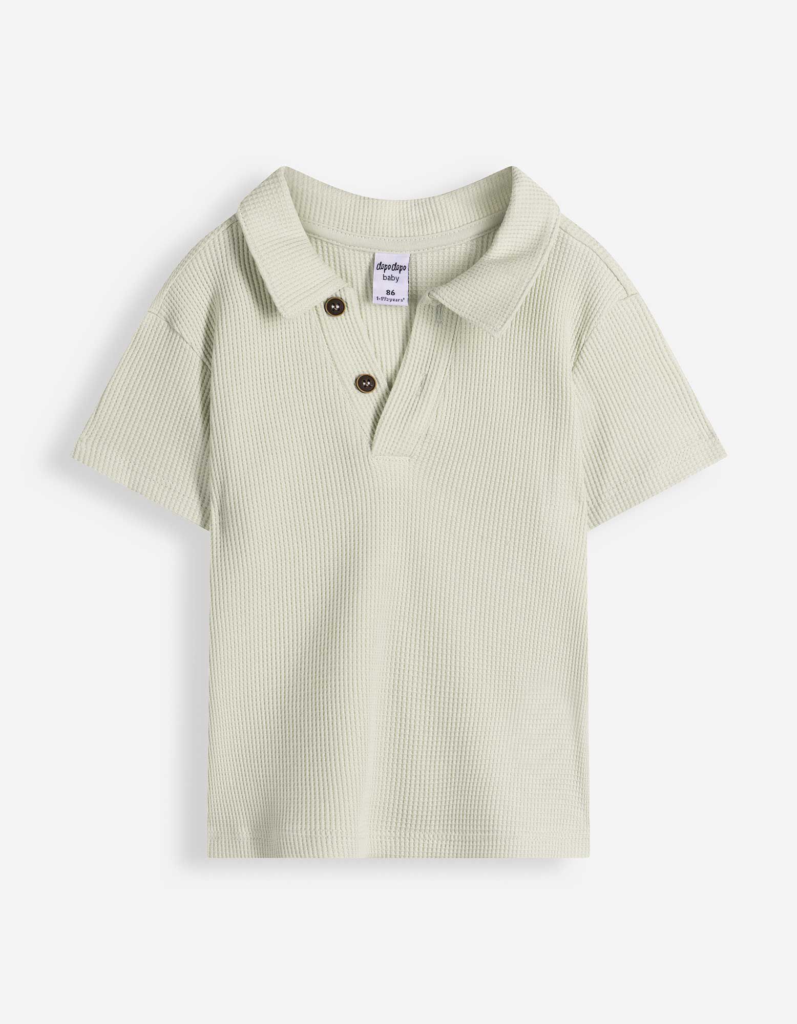 Poloshirt - Waffelstruktur - Hellgr&uuml;n