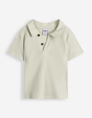 Poloshirt - Waffelstruktur - Hellgr&uuml;n