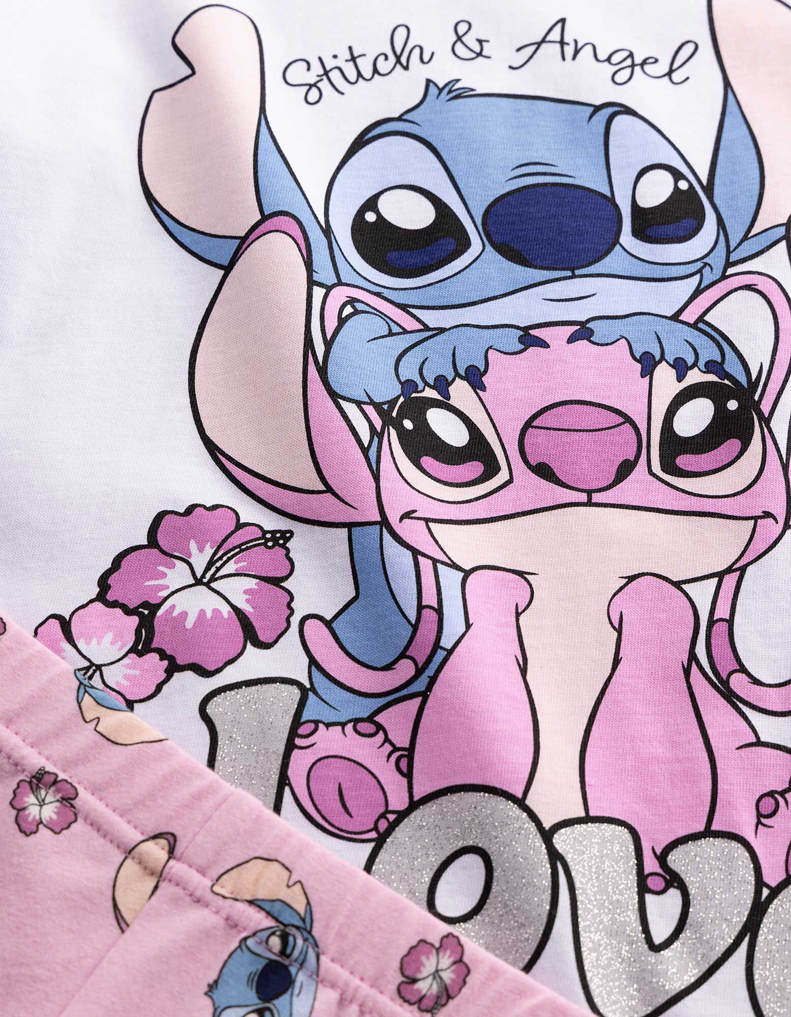 Set aus T-Shirt und Hose - Lilo & Stitch - Wei&szlig;