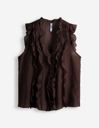 Bluse - Volants - Dunkelbraun
