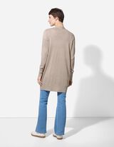 Cardigan lung - Buzunare patch - Bej