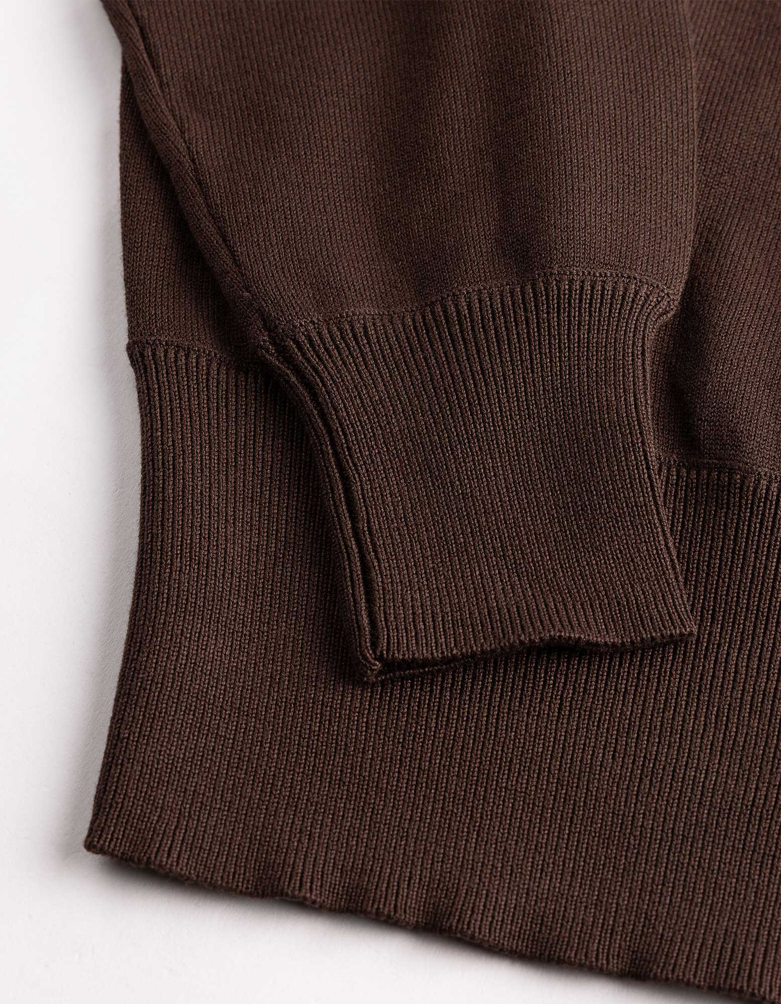 Pullover - U-Ausschnitt - Dunkelbraun