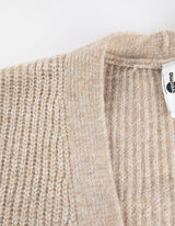 Dlhý kardigán - Rebrový úplet - bezova