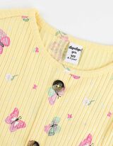 Tricou - Bandă de nasturi - Galben deschis