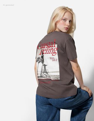 T-Shirt - R&uuml;ckenprint - dunkelgrau