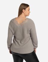 Pul&oacute;ver - Csipker&aacute;t&eacute;ttel - vilagos szurke