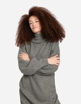 Dzianinowa sukienka - golf - ciemny zielony