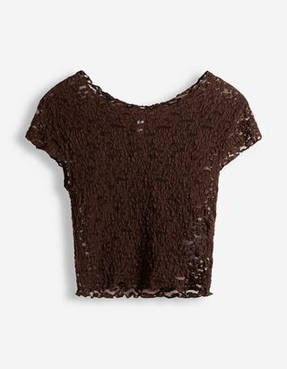 T-Shirt - Muschelsaum - Dunkelbraun