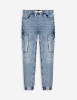 Pantaloni cargo - Coulisse in vita - celeste