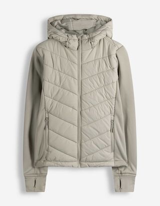 Jacke - Material-Mix - hellgrau