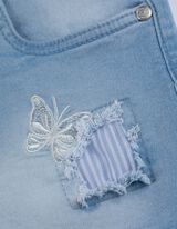 Jeansshorts - Stickereien - hellblau